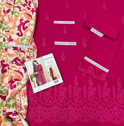 Dhanak 3pc unstitched dress Winter collection