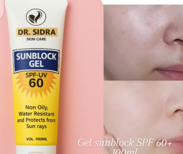 Sunblock gel SPF 60+non oily water resistant protect from sunrays