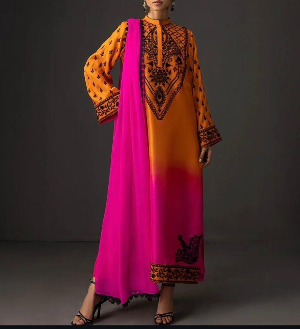 3 Piece shamooz silk unstitched