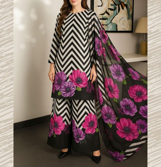 3pc unstitched dress shamooz silk